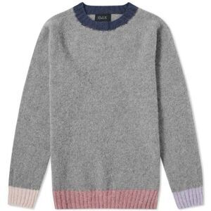 Howlin' Behind The Light Contrast Crew Knit Wool Sweater Made In Scotland Small